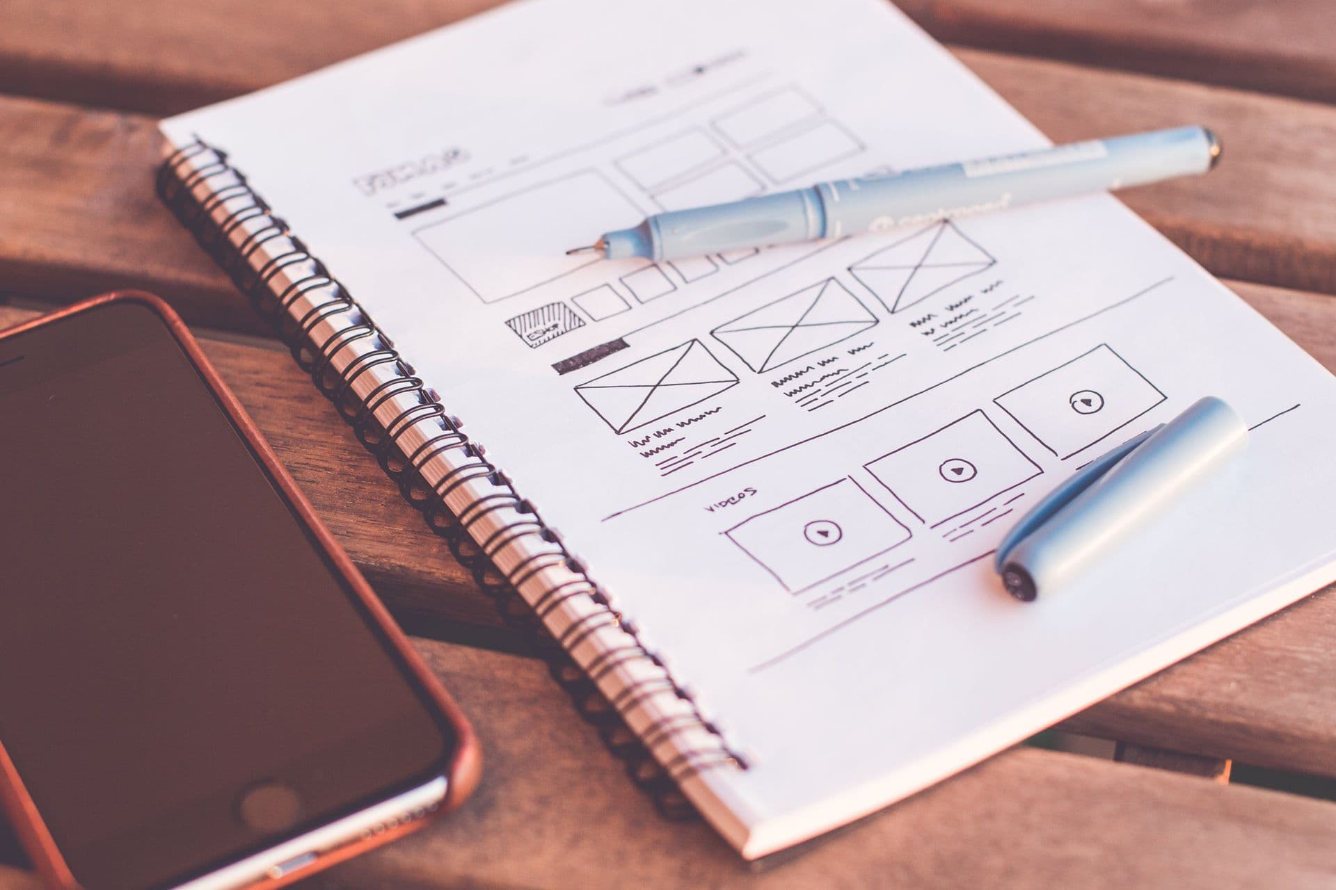 Website wireframes sketched before development